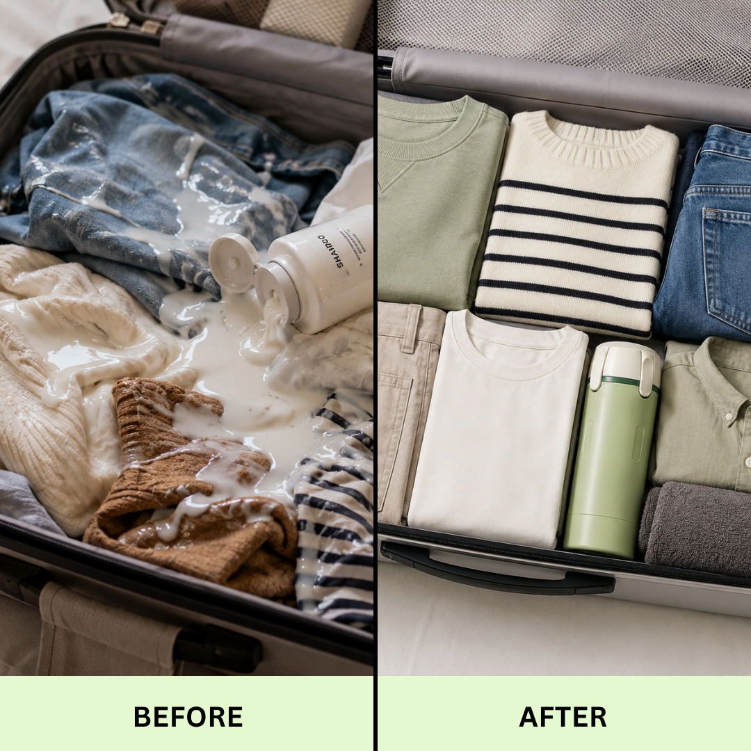 Ulabai™ 4-in-1 Travel Dispenser Bottle | TSA Approved, Leakproof & Space Saving
